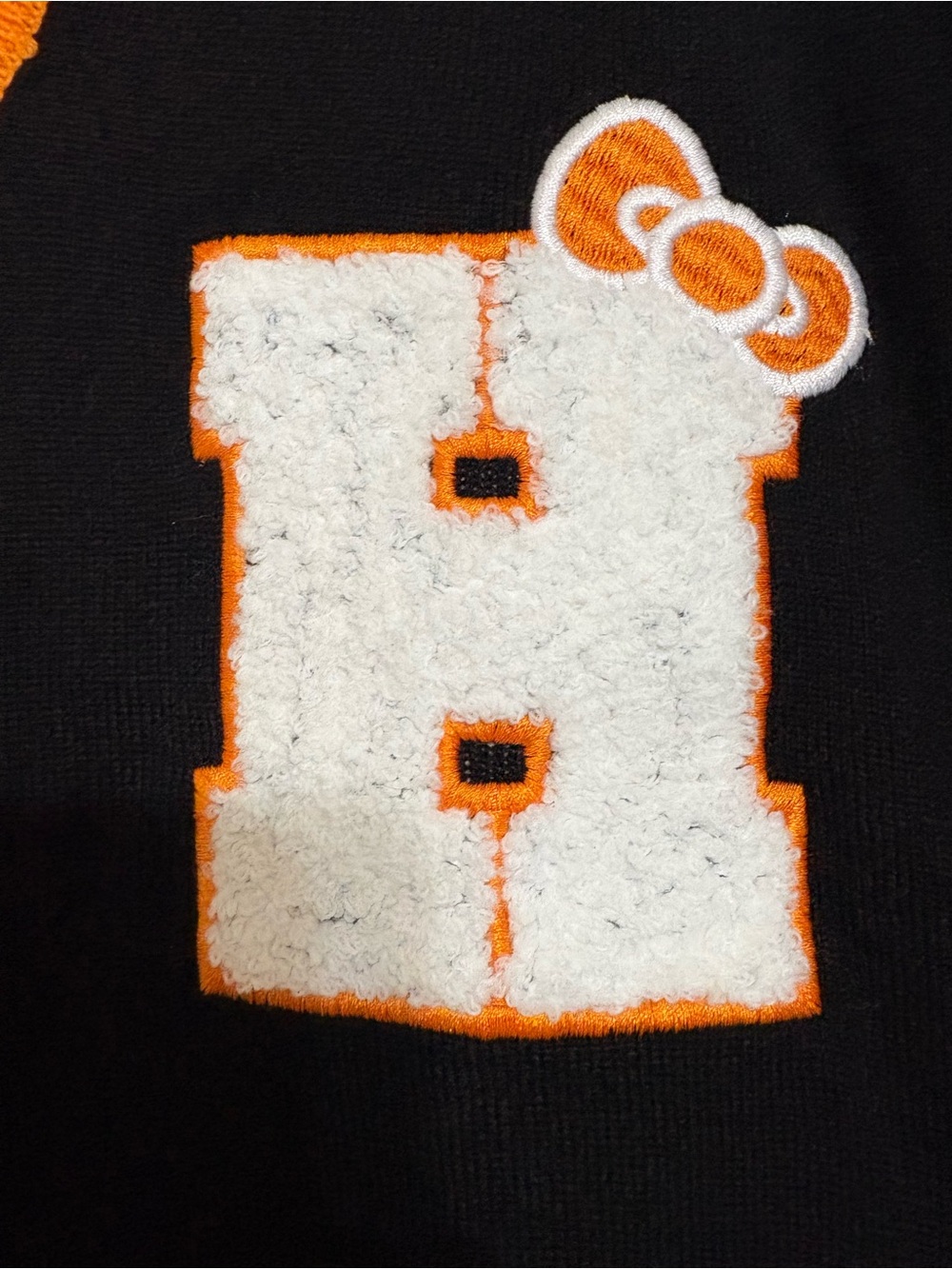 Hello Kitty Halloween themed Black and Orange Varsity Cardigan - Picture 3 of 5